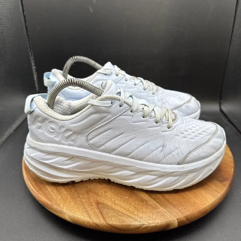 Hoka One One Bondi SR Womens Size 9 Shoes Slip Resistant Soft Toe Blue Leather
